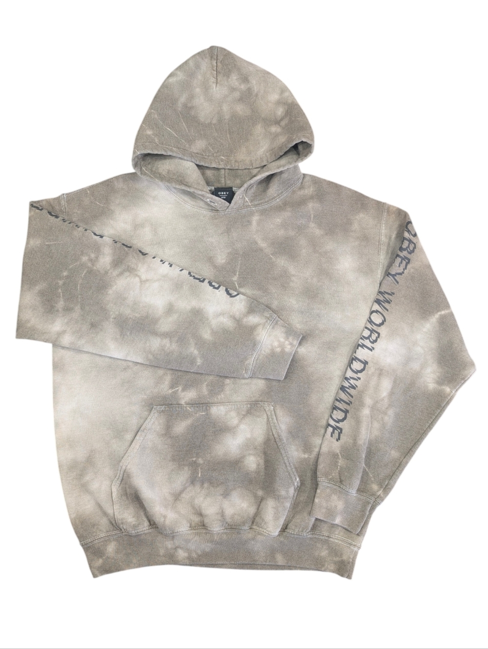 OBEY Men's Tie-Dye Hoodie - Stone Gray. Medium